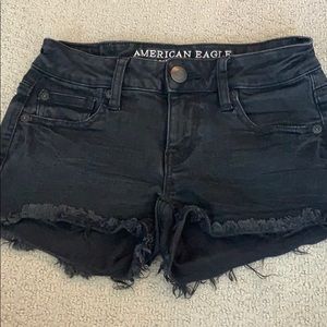 Black distressed American Eagle jean shorts